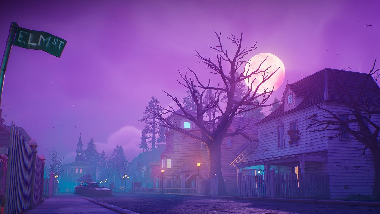 Suasana jalan dalam game Fortnite