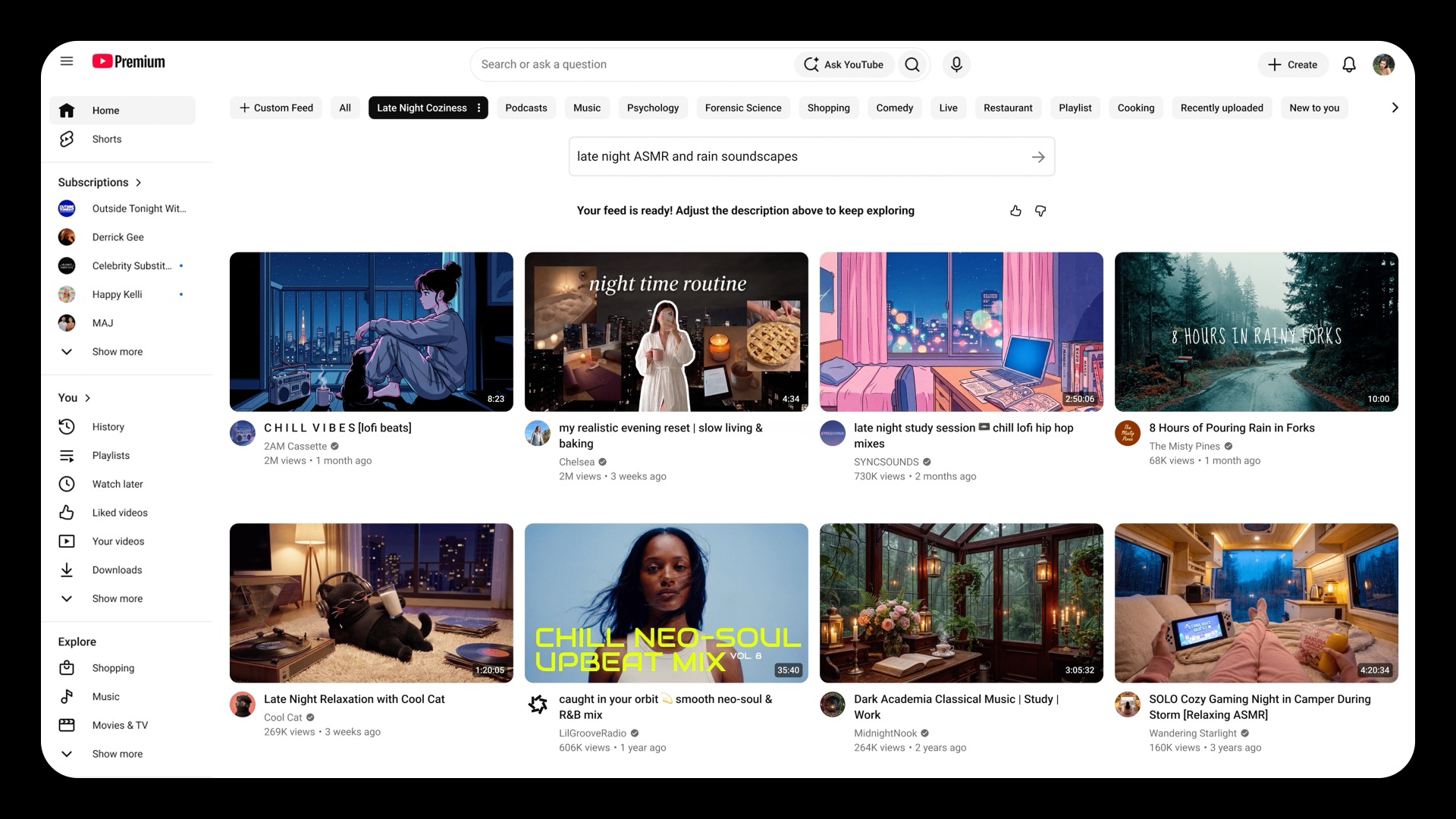 Tampilan aplikasi YouTube